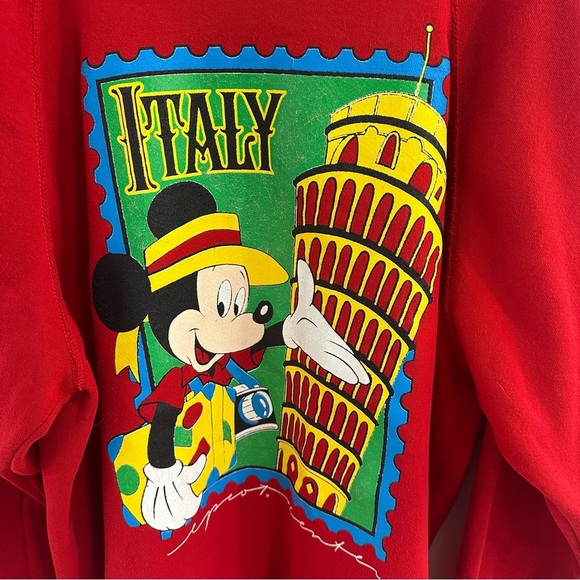 Disney Wear Vintage 80’s Mickey Italy Postage Stamp Sweatshirt 4XL MADE IN USA! - Picture 5 of 15